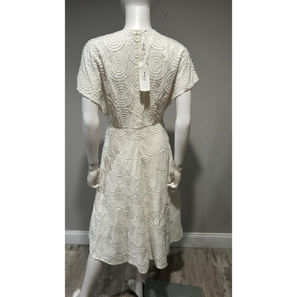 Akris Punto Cream Circle Loop Embroidery Dress Size 6 ** no belt - Picture 9 of 9